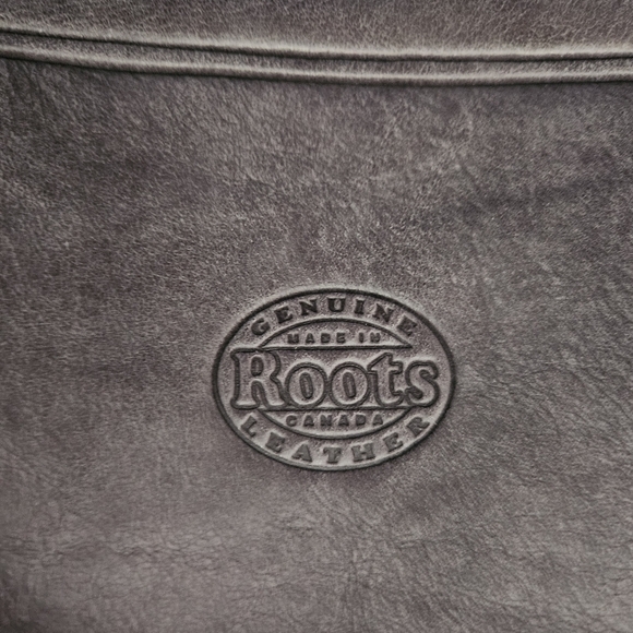 Roots 100% Leather Taupe Stainless Steel Hardware Gray Satchel Handbag Purse - Picture 11 of 16